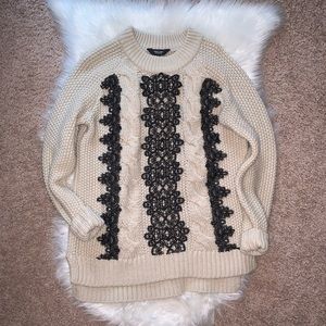 Lace appliqué sweater